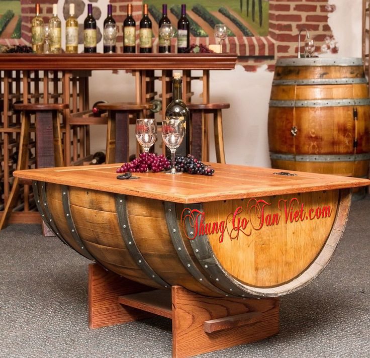bàn gỗ thùng rượu