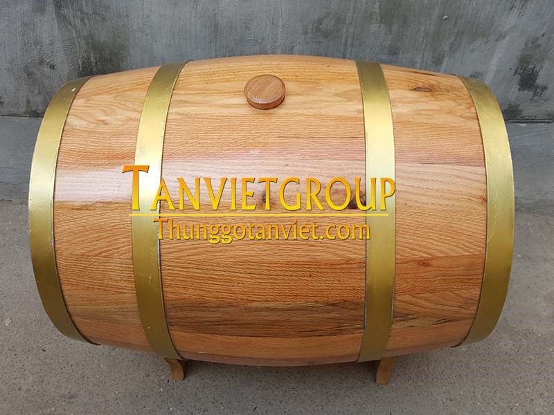 thùng gỗ sồi 100L đai đồng