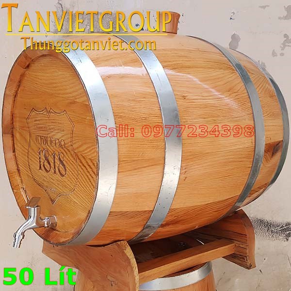 THÙNG NGÂM RƯỢU BẰNG GỖ SỒI LOẠI 50L