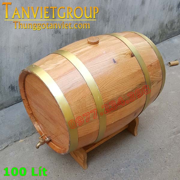 THÙNG GỖ SỒI NGÂM RƯỢU 100L KIỂU DÁNG NẰM